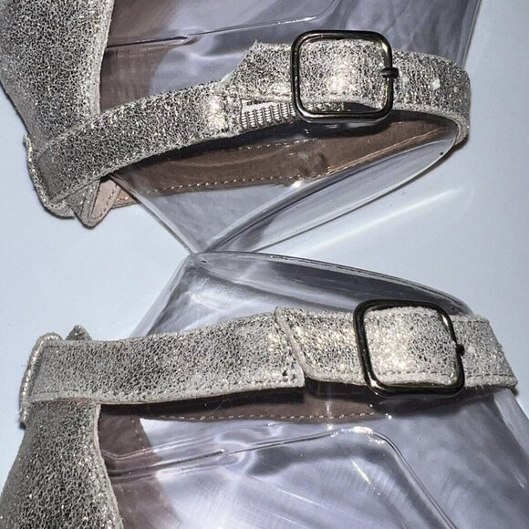 Steve Madden Laarah‎ Women Open Toe Leather Heels Shoes Size 6.5 Silver Crystals - Picture 9 of 11